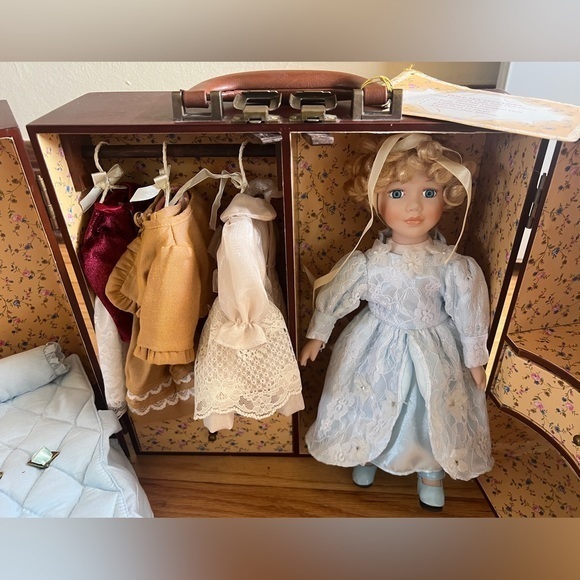 Cracker Barrel Other - Cracker Barrel Rare Vintage Porcelain Doll Trunk Armoire with Murphy Bed